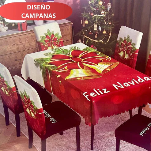 FUNDAS PARA JUEGOS DE COMEDOR + MANTEL IMPERMEABLE NAVIDEÑOS (anti fluidos) SUPER OFERTA PAGA 4 LLEVA 6 SILLAS