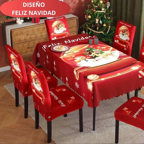 FUNDAS PARA JUEGOS DE COMEDOR + MANTEL IMPERMEABLE NAVIDEÑOS (anti fluidos) SUPER OFERTA PAGA 4 LLEVA 6 SILLAS