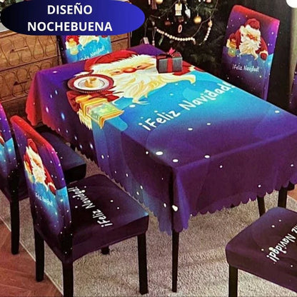FUNDAS PARA JUEGOS DE COMEDOR + MANTEL IMPERMEABLE NAVIDEÑOS (anti fluidos) SUPER OFERTA  PAGA 4 LLEVA 6 SILLAS