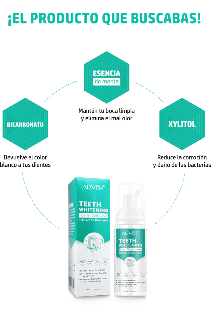 TEETH WHITENING - ESPUMA BLANQUEADORA PARA DIENTES SENSIBLES ✅